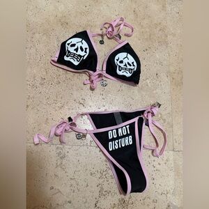 Black and Pink Skull Bikini Set
